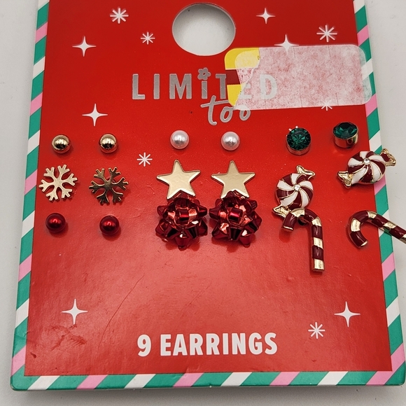 Limited Too Festive Kids Earring Set - Red, Green, Gold - Picture 1 of 5